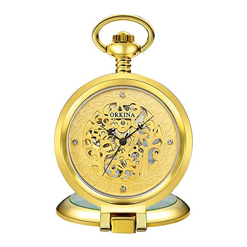 Pocket Watch with Chain Xmas Birthday Wedding Classic Smooth Surface Mechanical Pocket Watch Gift for Birthday Anniversary Day Fathers Day