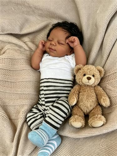 Muñeco Bebé Reborn Niño Negro 18 Pulgadas Realista miniatura 6