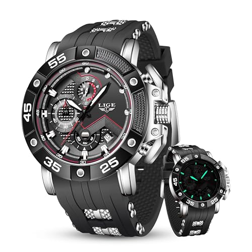 Image of LIGE Unique Mens Wristwatch Fashion Multifunction Chronograph with Calendar Quartz Analog Watch Waterproof Outdoor Sport Watch for Men Casual