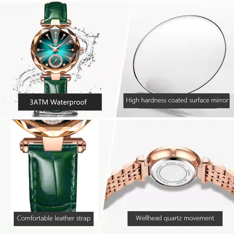 Gosasa Top Brand Luxury Women's Watch Diamond Dial Elegant Watch for Women Leather Quartz Fashion Ladies Wristwatch Waterproof Analog Display Stainless Steel - Image 5