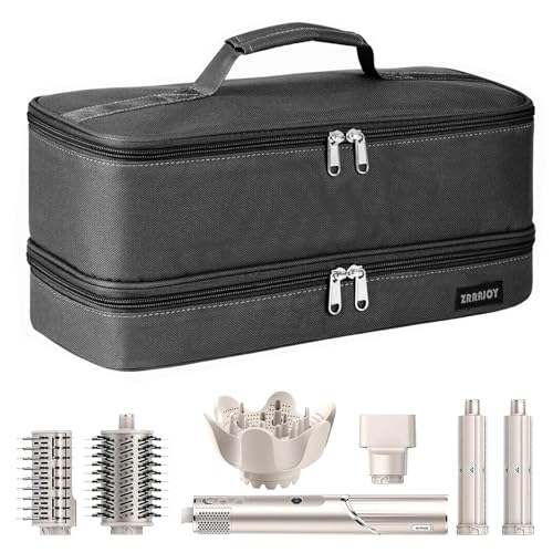 ZRRAJOY Double Layer Storage Case For Shark Flexstyle, Travel Carrying Case For Shark 430/440 Flexstyle, Organizer Bag For Shark Flexstyle/Dyson Airwrap Styler Attachments (Grey)