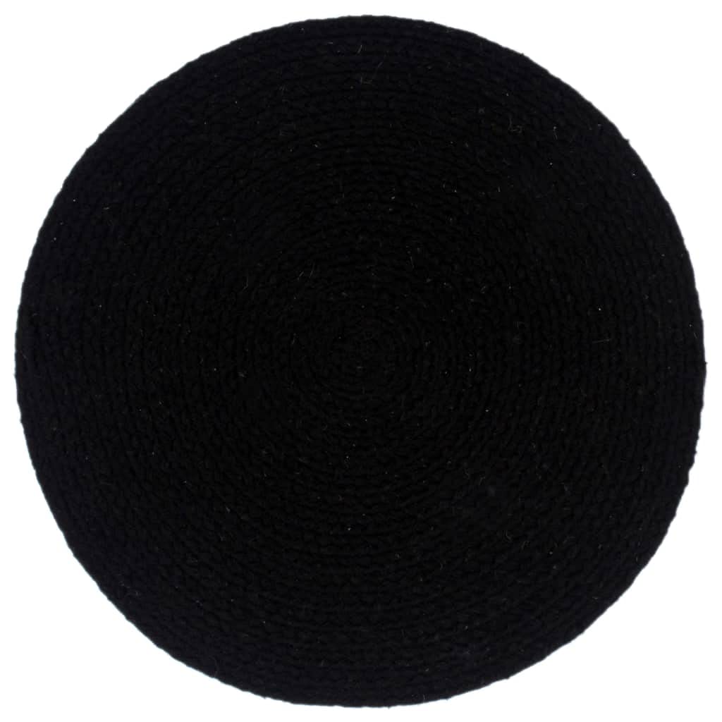 ShGaxin Mantel Individual 6 Unidades Liso Redondo algodón Negro 38 cm, Salvamanteles Individuales, Placemat, Salva Manteles - SPU:133845