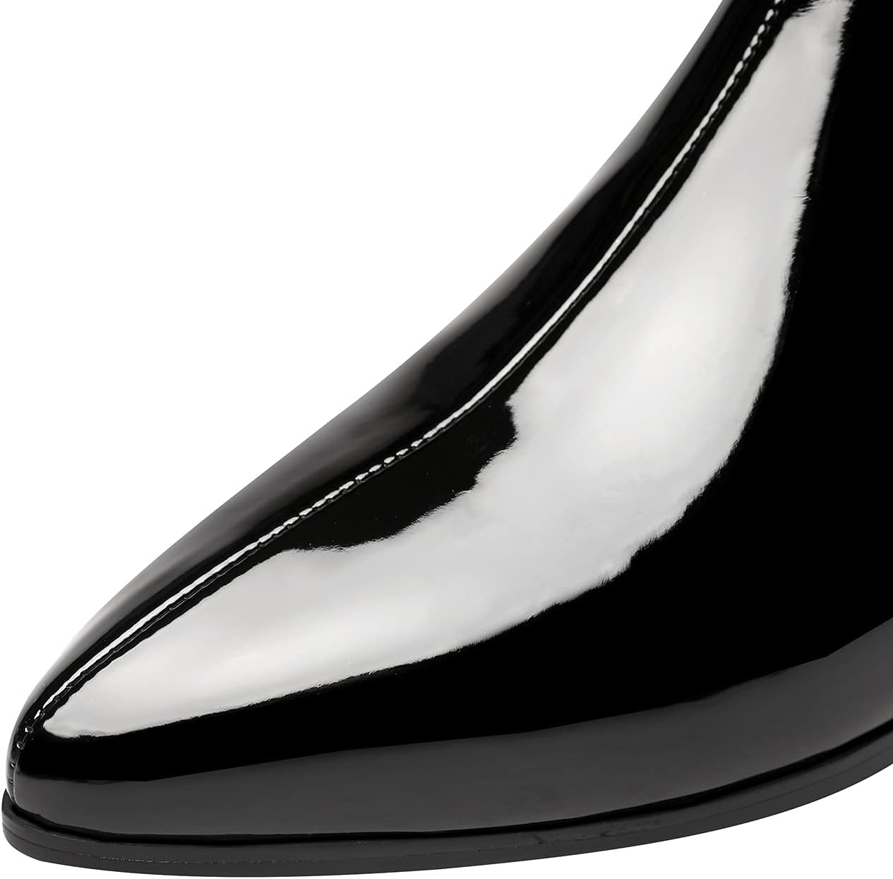 TinaCus Patent Leather Women's Handmade Comfortable Block Heel Side Zip Up Pointed Toe Cute Bowtie Ankle Booties