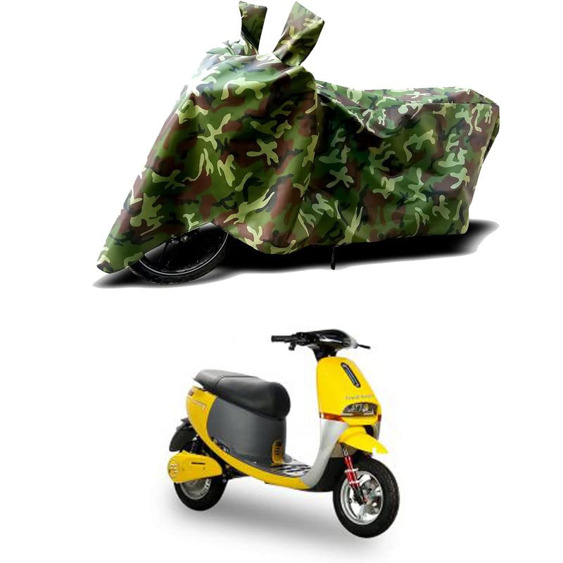 Image of 100% Water Resistant Bike Scooty Two Wheeler Body Cover Compatible for Tunwal Lithino 2.0 /UV-Rays /Heat Protection /Birds Dropping /Scratchproof /Dust Proof /Waterproof /All Varient[Green MJ]