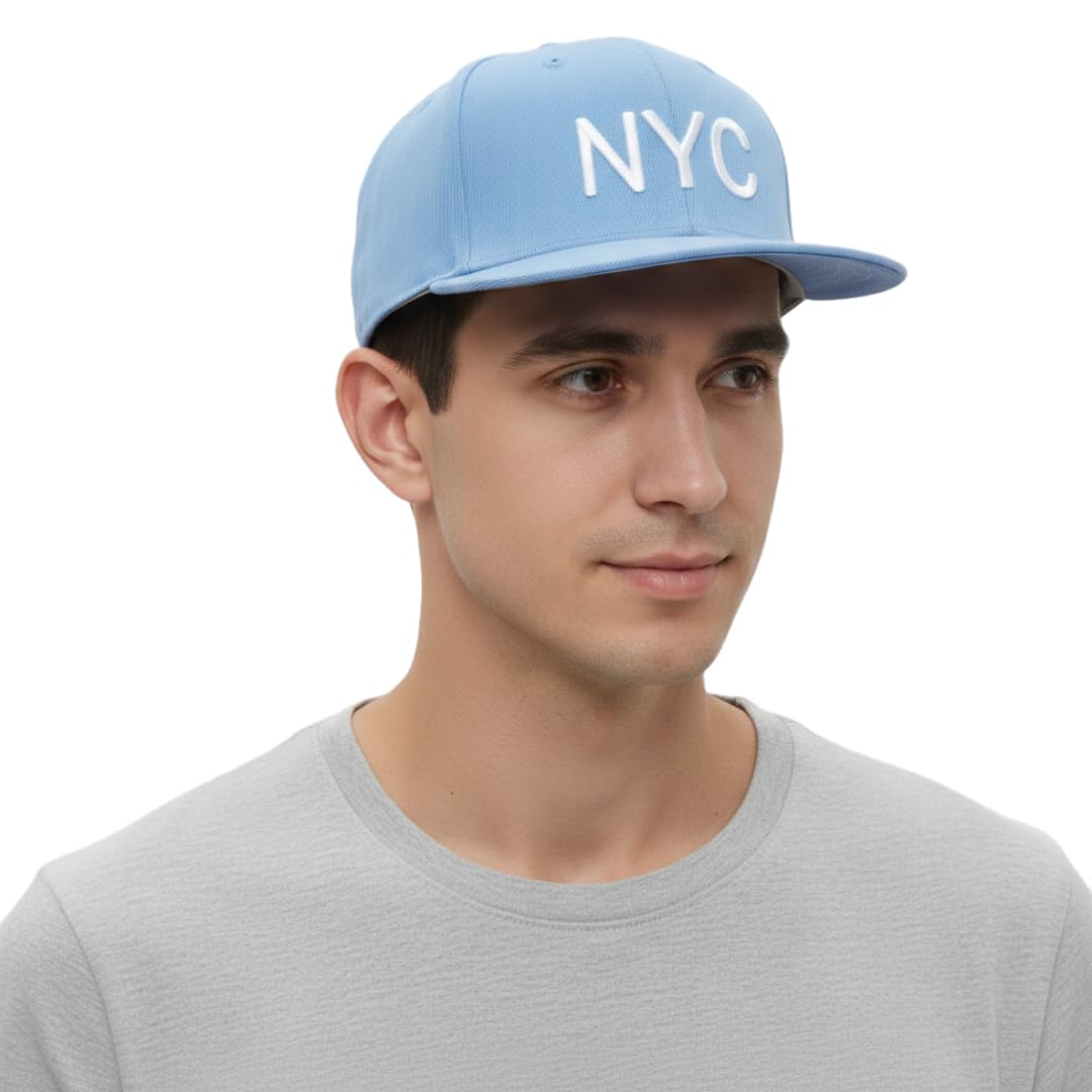 NYC Baseball Cap for Men| Flat Brim Snapback Adjustable Hat - Stylish Cotton Blend Streetwear Hip Hop Travel Dad Cap-image-28