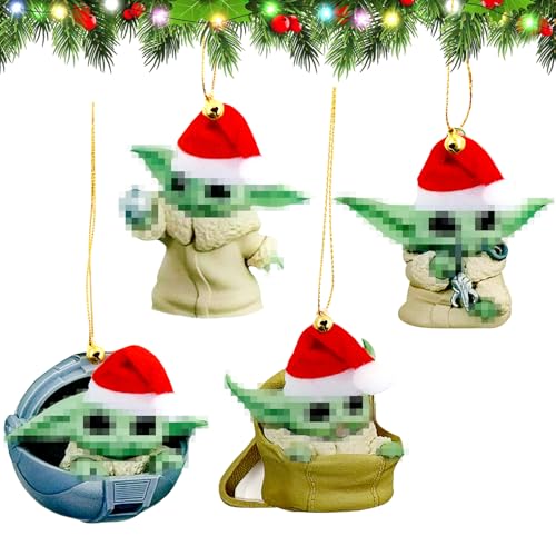 4er Set Flache Weihnachtsbaumschmuck 2D Acryl Christbaumschmuck...