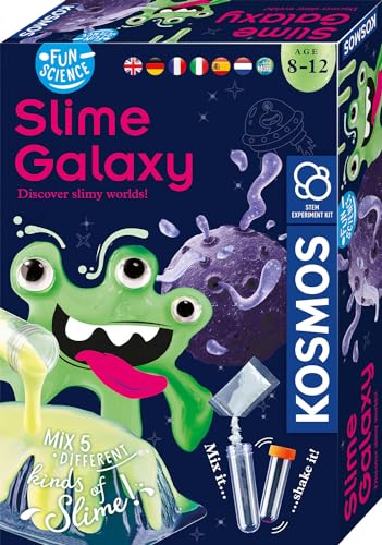 KOSMOS 617196 Fun Science - Schleim-Galaxie, Mixe fünf Verschiedene Schleim-Arten, Experimentierset für Einsteiger und Kinder ab 8 Jahre, Komplett-Set zum Glibber selber Machen, Mehrsprachig