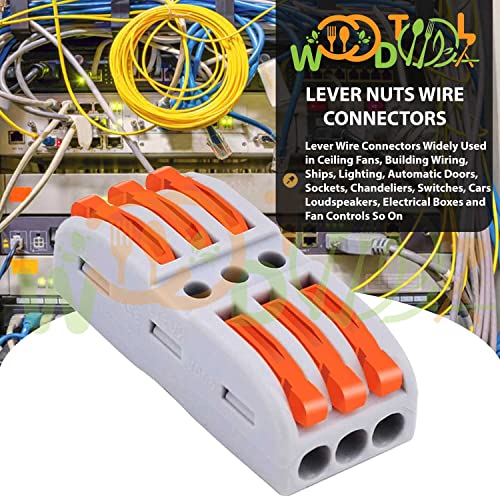 Image of Compact Splicing Wire Connectors - 3 to 3 Inline Electrical Connectors Blocks - Quick Wiring Cable Connectors (4pcs, 3 to 3 Inline, Orange)
