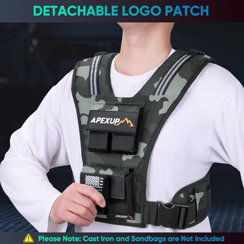 Image of APEXUP Adjustable Weighted Vest Men 20lbs /30lbs /40lbs Weights with Reflective Stripe, Weight Vest Woman Workout Vest for Strength Training Running Walking