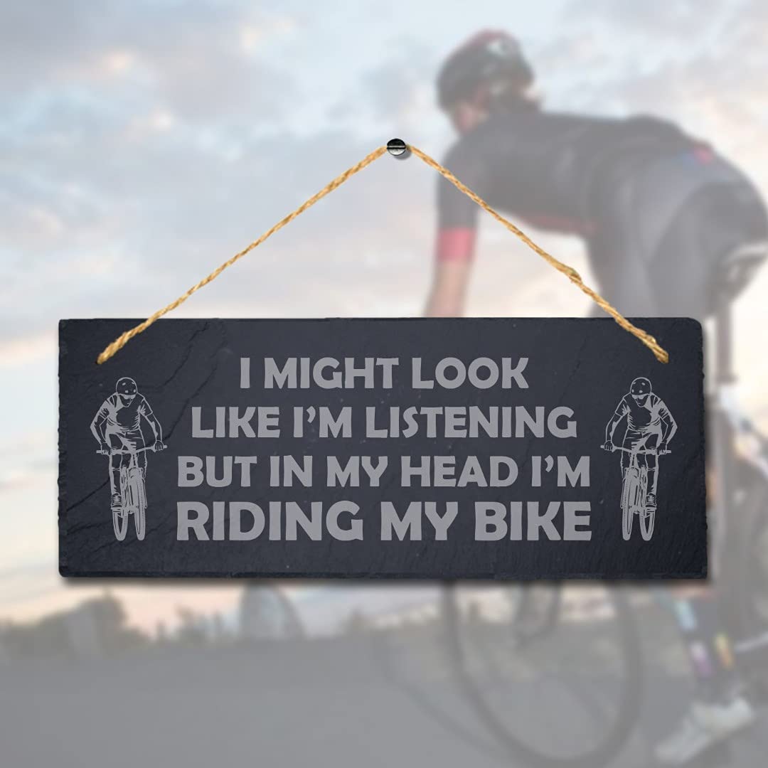 Stukk If You Want to Be Happy Four Wheels Move Body Two Soul Listening Bikers Laser Hanging Shed Sign (Riding My Bike)
