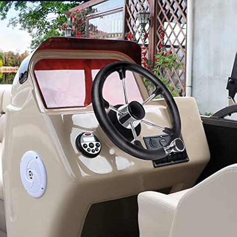 Marinebaby Boat Steering Wheel,Black Foamed Destroyer Steering Wheel 11 Inch 5 Spoke Cover