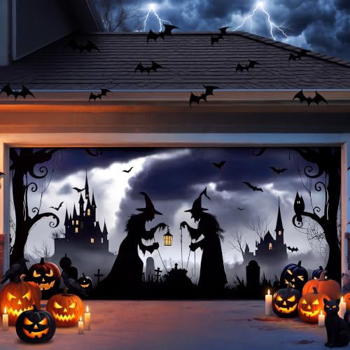 7x16ft Halloween Garage Door Cover, Large Banner for 2-Car Garage Door - image 1