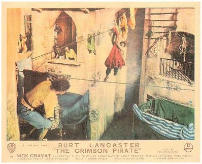 The Crimson Pirate Original Lobby Card Burt Lancaster Nick Cravat Action Scene