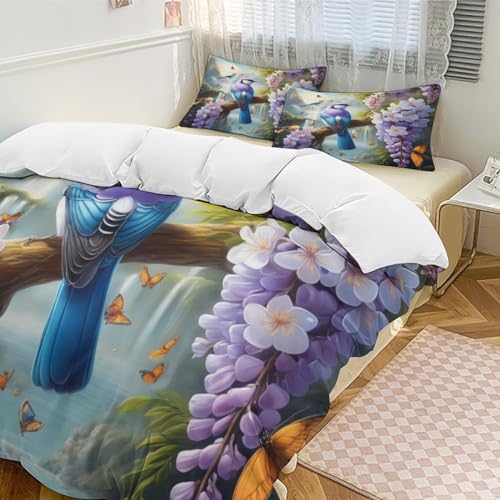 Parures de lit 3D Oiseau Mignon King 220x240cm avec housse de couette en microfibre douce