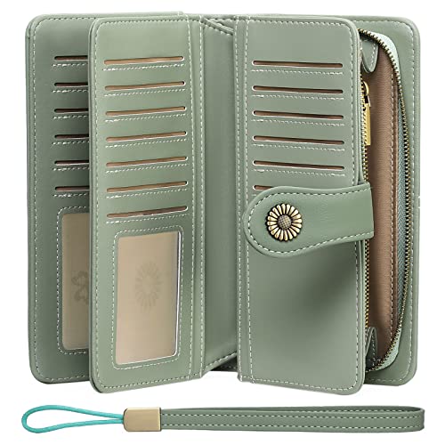 Image of FALAN MULE Wallets for Women Trifold Wristlet Wallets Large Capacity RFID Blocking Ladies Purse Credit Card Holder