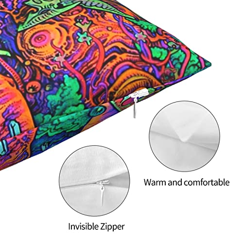 Esff 3D-Mushrooms Square Zippered Cushion Throw Case Pillow Case Cover 18X18 Inch #TOP2