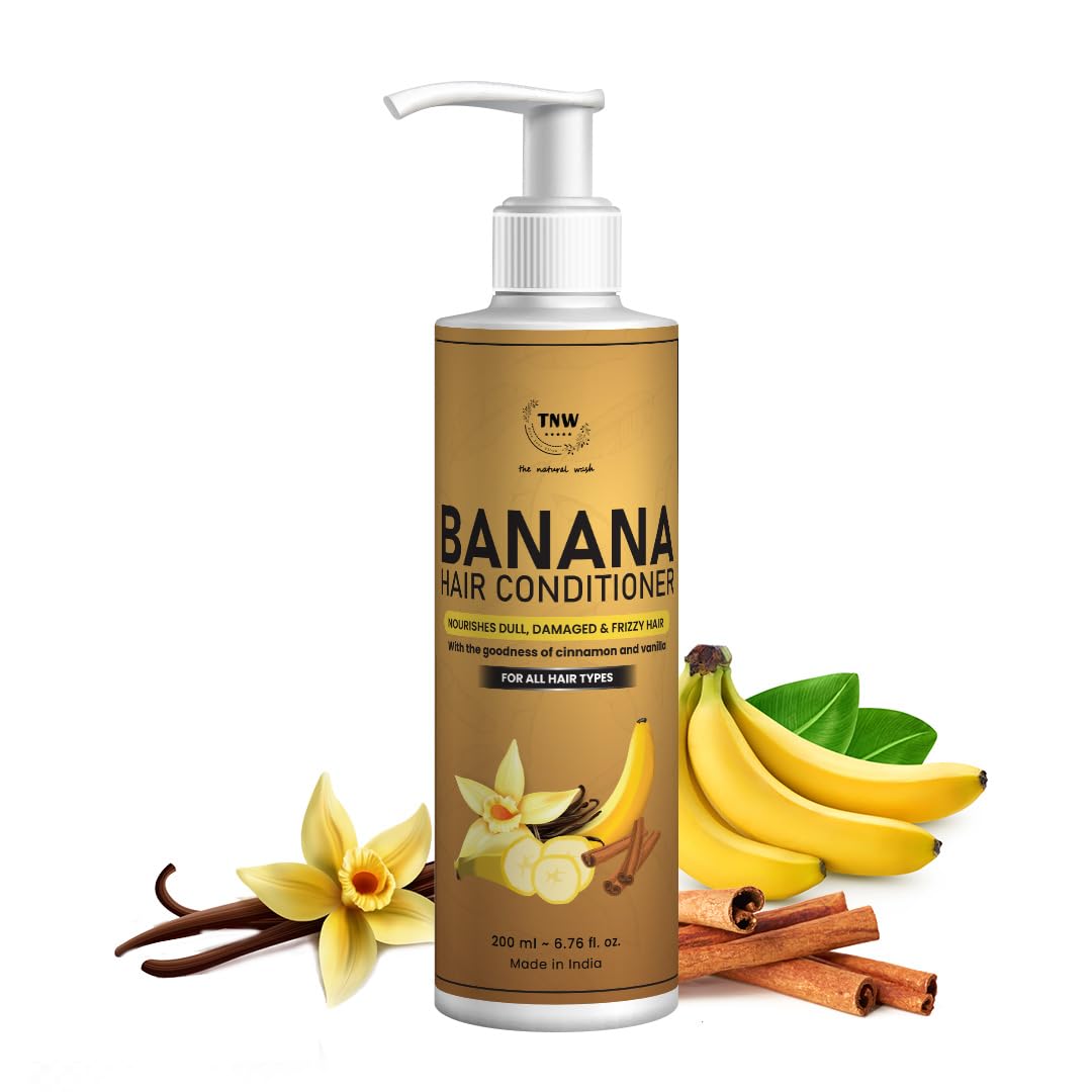 TNW-THE NATURAL WASH Banana Hair Conditioner - 200ml | With Cinnamon & Vanilla | Intense Repair For Dull, Dry, Damage & Frizzy Hair | Locks in Moisture, Adds Shine & Softness | For Women & Men