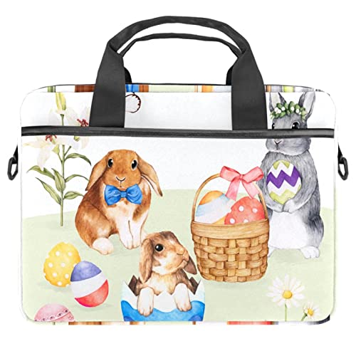 Sacoche ordinateur portable 13-14 pouces motif lapin Pâques, housse bandoulière Pc