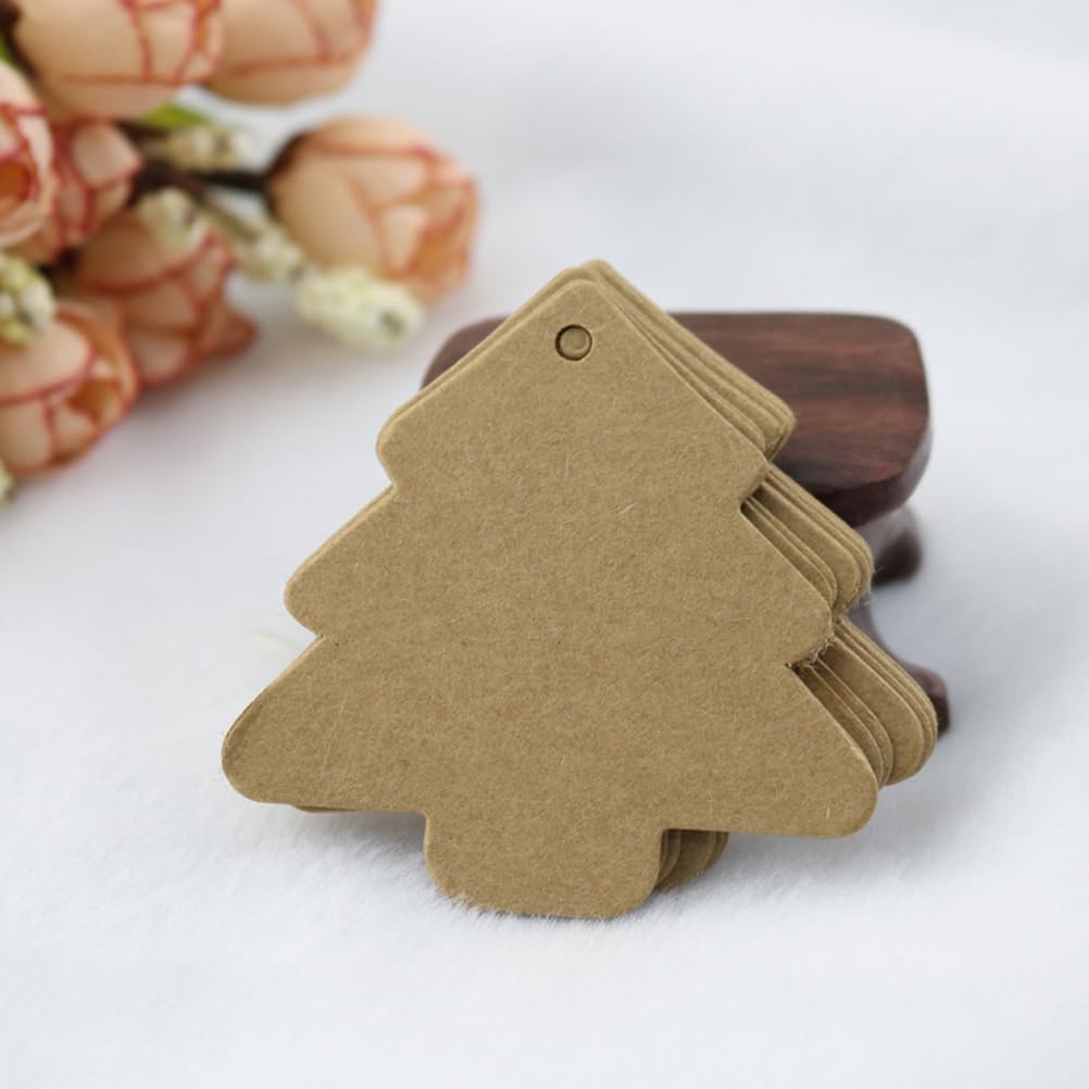 Tofficu 100pcs Christmas Tree Tags, Vintage Christmas Hanging Ornaments Lables, Christmas Tree Tag, Christmas Tree Tag, Christmas Tree Kraft Tags, DIY Nametags Listing Kraft Paper
