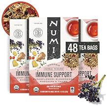 Numi Organic Immune Support Herbal Tea 48 Herbal Tea Bags Caffeine Free Blend with Elderflower Elderberry Rosehip & Thyme for Daily Immune Wellness & Comfort