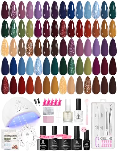 Image of Beetles Gel Nail Polish Kit with U V Light 69PCS 35 Colors Gel Fall Nails