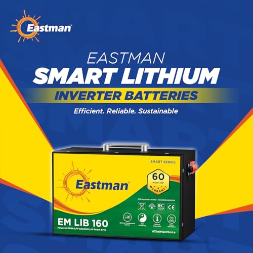 Image of Eastman EM LIB 160 Smart Lithium-Ion Inverter Battery 12.8V 100Ah for Home, Office & Shops | Universal Compatible | Lead Acid Replacement | Zero Maintenance | Fast Charging | 5 Years Warranty