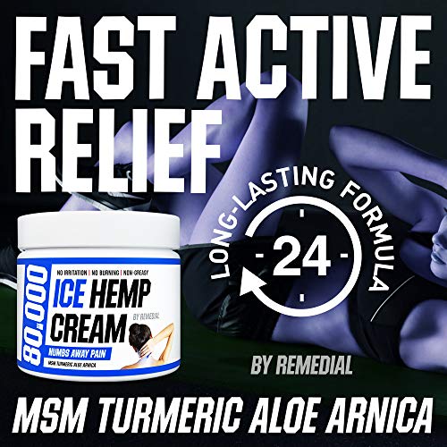 Hemp Pain Relief Cream 80 000 MG – Relieves Arthritis, Back and Muscle Pain – Foot, Knee, Joint, Fingers and Neck Inflammation Therapy – Hemp Oil Extract Remedy with MSM and Arnica – 2 fl. Oz