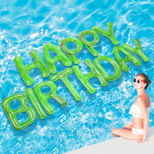 Shappy Globos flotantes grandes de 20 pulgadas con letras flotantes con puntos adhesivos, decoraciones inflables de piscina para fiesta de cumpleaños de verano (verde)