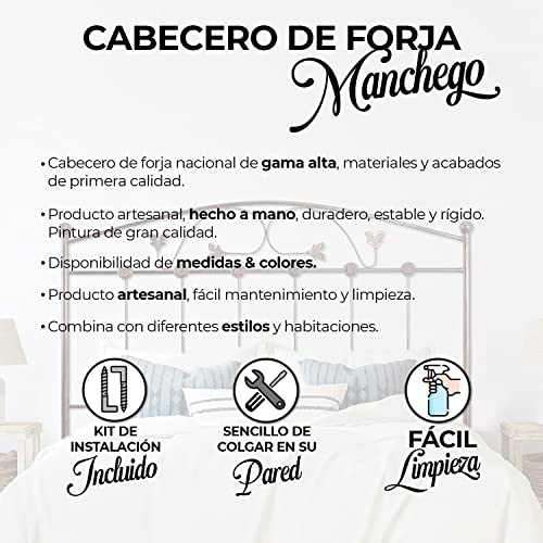 Miniatura 4 de El Herrero Cabecero De Forja Manchego Cabezal Para Cama De Matrimonio E Individual Producto Artesanal De España Beige Con Pátina Oro, Para Cama De 160 167cm