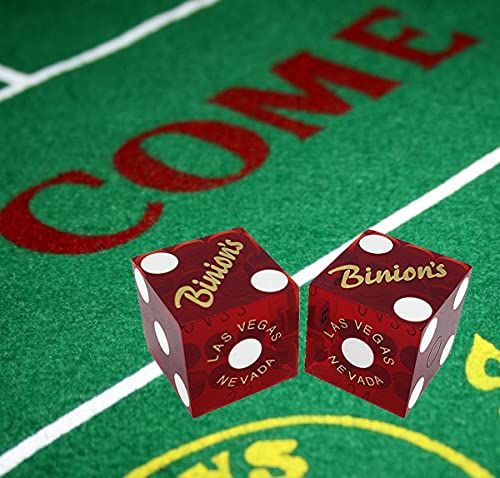 Binion's 19Mm Craps Dice Pair Mixed, Non-Matching Serial Numbers - Authentic Las Vegas Casino Table-Played Dice (Dark Red Polished) #TOP2