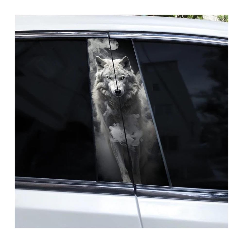 Decorative Items 2pcs Blue Eyes Wolf Car B-Pillar Sticker DIY Car Center Column Decal Waterproof(K)