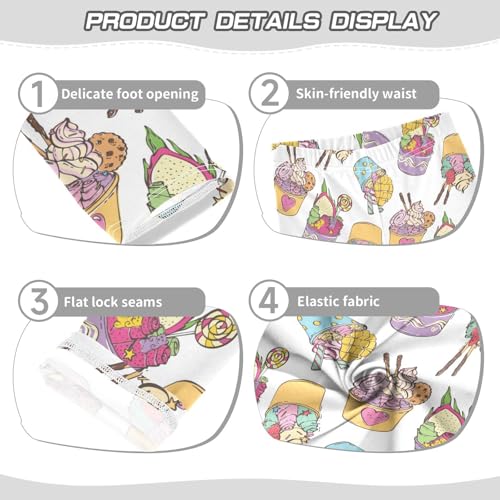 Fruity Thai Ice Cream Girls Leggings,Workout Leggings for Girls Toddler Athletic Leggings Size for 3-10T3