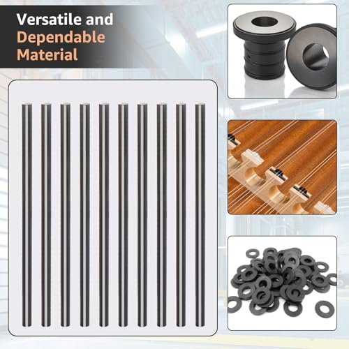 Image of 10 PCS Black Plastic Rods 1 /2 Inch Round Acetal Copolymer Rods 1 /2 Inch Diameter and 12 Inch Length Round Plastic Rods 1 /2 in Black Acetal Copolymer Rods Perfect for Non-Marring Fixtures