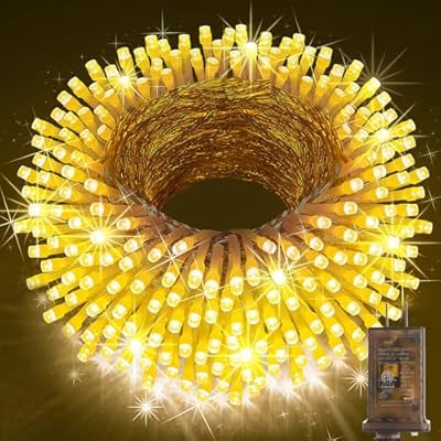 KNONEW 403ft 1000 LED String Lights Outdoor Christmas Lights 8 Modes & Timer Fairy Light Plug in Waterproof LED String Lights for Xmas Yard Tree Wedding Party Holiday Decorations (Warm White)