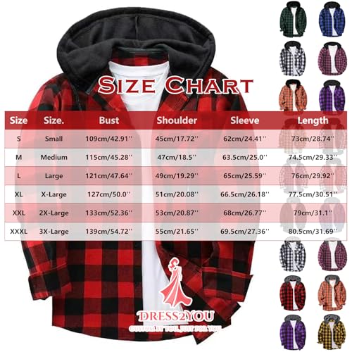 Mens Plaid Button Down Hooded Shirt Jacket Casual Long Sleeve Checkered Hoodie Top for Fall Preppy School Streetwear3