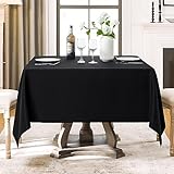 Aocoz Square Tablecloth 52 x 52 Inch Black Tablecloths Stain-Wrinkle Resistant Washable Polyester Table Cloths for Holiday, Buffet Parties,and Wedding