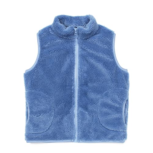 Image of JESKIDS Girls' Boys Sherpa Fleece Vest Outwear Lightweight Solid Color Cute Jacket with Pockets 2-11 Years