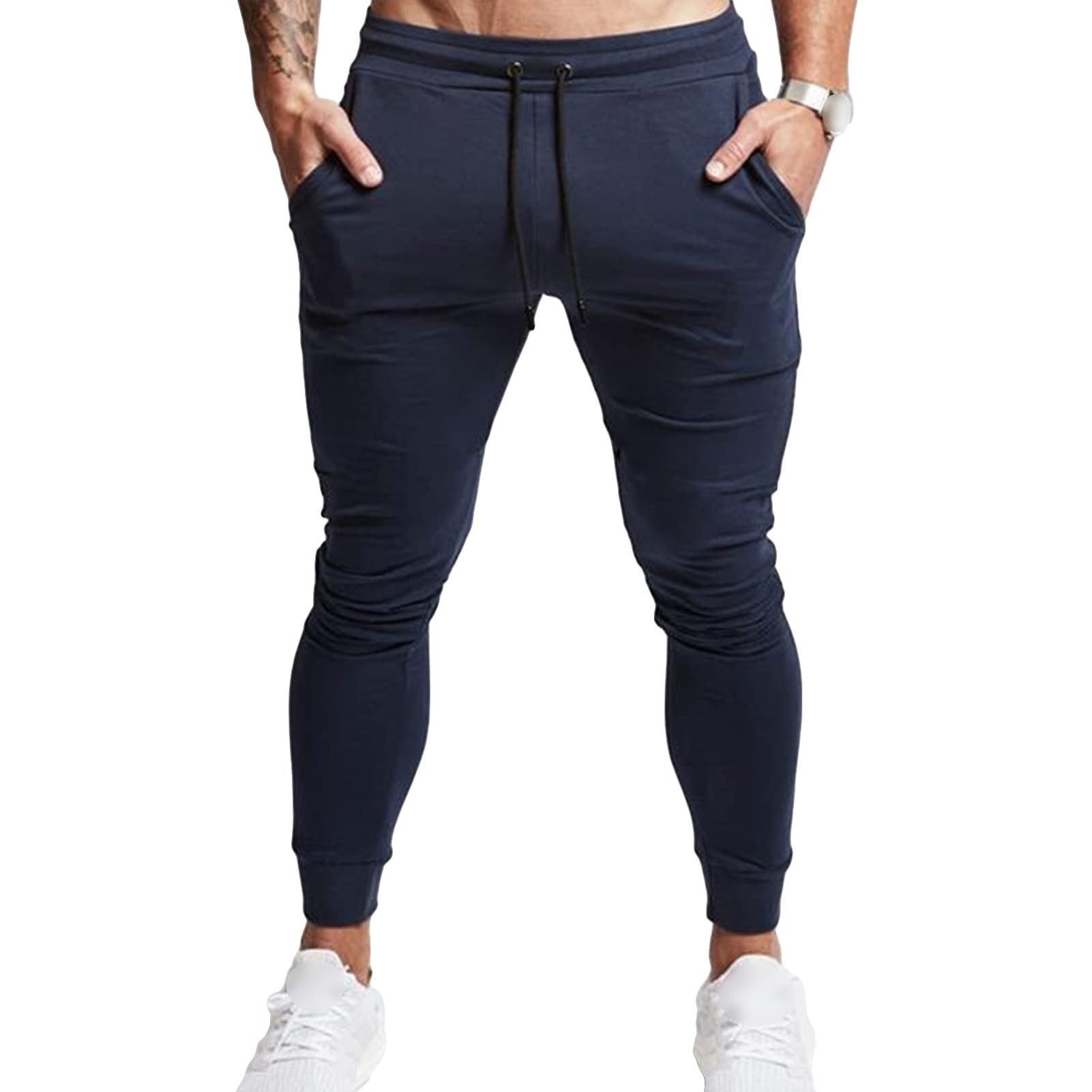 Maiyifu-GJ Mens Elastic Waist Tapered Jogger Casual Drawstring Workout Sweatpants Slim Fit Traning Running Track Pants