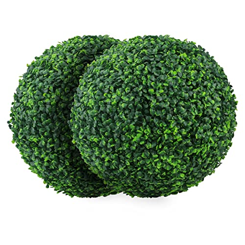Sunnyglade 2 PCS 7 inch 4 Layers Artificial Plant Topiary Ball Faux Boxwood Decorative Balls for Backyard, Balcony,Garden, Wedding and Home Décor (7 inch)