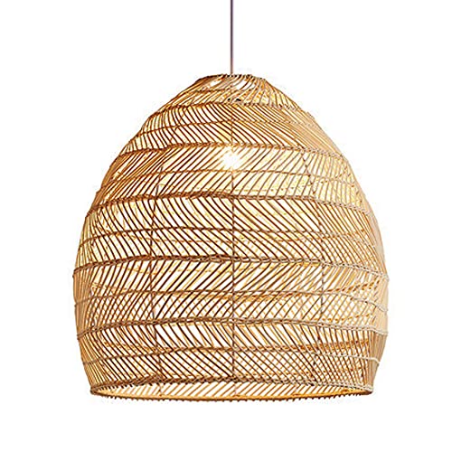 Lámpara Colgante De Ratán Tejida A Mano, Lámpara De Bambú Natural, Lámpara Colgante De Isla De Cocina, Linterna, Luces Japonesas, Zócalo E27, Altura Ajustable Cover
