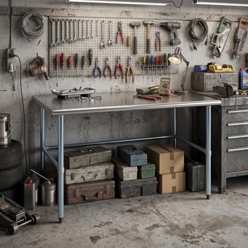 Image of AmGood Stainless Steel Work Table | Metal Utility Table (60 inch Long x 36 inch Deep)