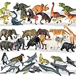 TOEY PLAY 3 in 1 Animal Figures, Sea Animals Creatures Toys, Wild Jungle Zoo Safari Animals, Dinosaur Toy, Assorted Animals, 36PCS, Gifts for Kids 3 4 5 6 Years Old