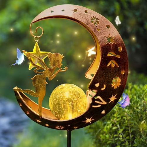 YeahBoom Mond Solarleuchten Garten, Metall Mond Solar Gartenleuchte,...