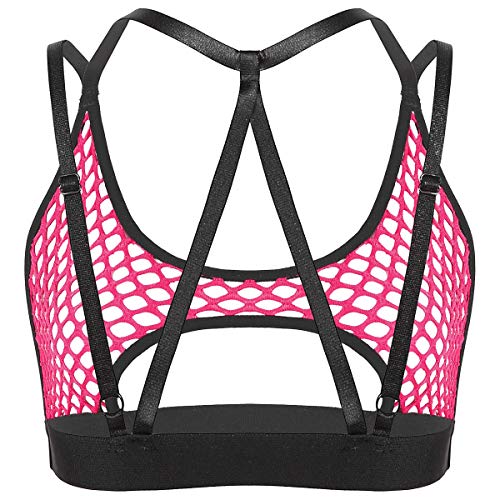 ACSUSS Womens Hollow Out Fishnet Elastic Straps Crisscross Back Cutout Underboob Vest Crop Tops4