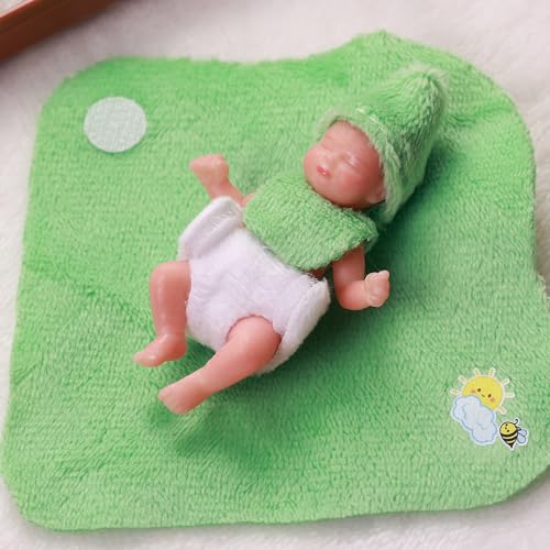Mini Silicone Baby Dolls with Accessories for Kids - 3 Inch Realistic Newborn Dolls