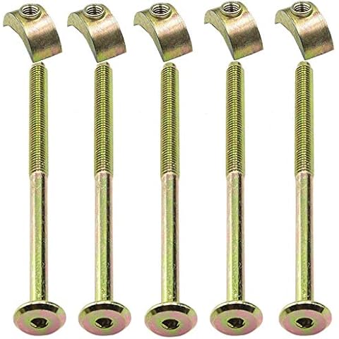Half Moon M6 Threaded Washers with Furniture Connecting Bolts for Bunk Beds & Baby Cots 100mm (2 Bunk Bed Bolts + 2 Half Moon Nuts) Cover