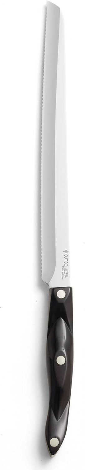 CUTCO Model 3724 Santoku-Style Slicer with 10" Double-D serrated edge blade and 5.5" Classic Dark Brown handle (often called "Black").
