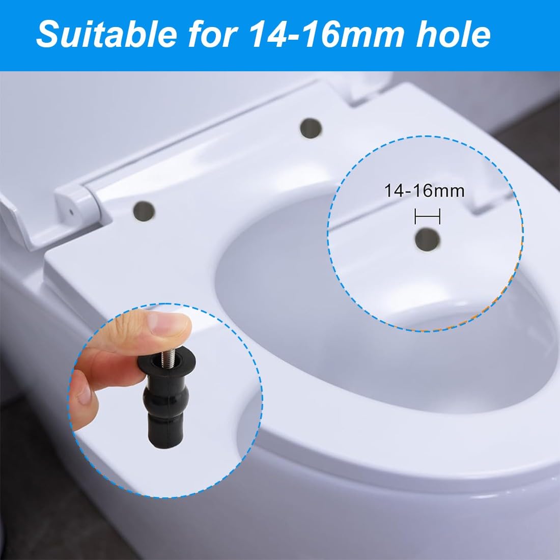 Fissaggi Tavoletta WC,6 Pezzi Fissaggi WC Sedile,Accessori per Sedile,Fissaggio Vite per Sediles,Fissaggio Dado di Gomma per Fissare Tavoletta - 4