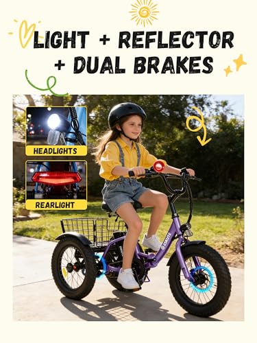 ESKUTE Mini E-Trike Electric Bike, 16X3.0 Fat Tire Folding
