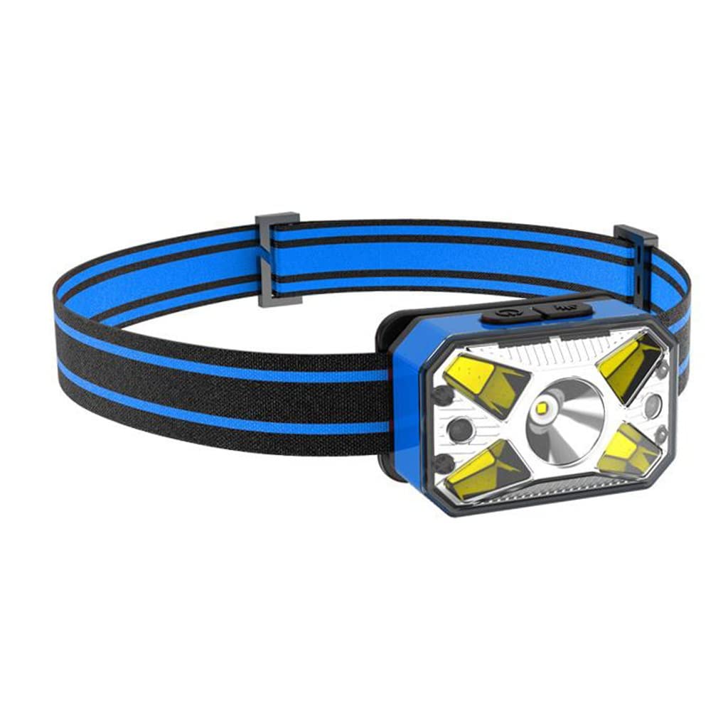 OYYMTE Lithium Battery Induction Headlight Led Outdoor Strong Light Head-Mounted Torch Type-C Rechargeable Wild Fishing(Blue)
